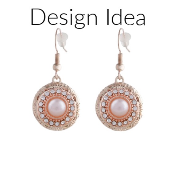 Snap Charm Rose Gold Plated Drop Earrings for Mini Petite Snaps 12mm - Picture 3 of 4